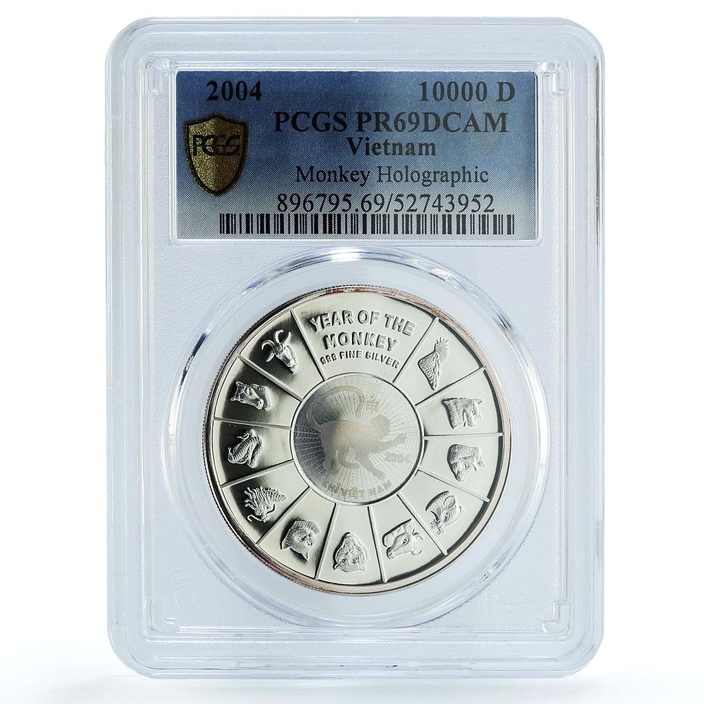 Vietnam 10000 dong Year of the Monkey Holo KM-76 PR 69 PCGS silver coin 2004 Vietnam 10000 dong Year of the Monkey Holo KM-76 PR 69 PCGS silver coin 2004