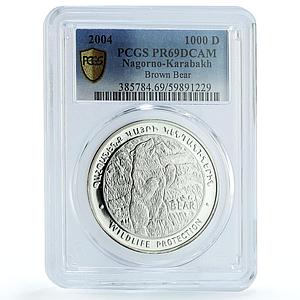 Artsakh Karabakh 1000 dram Brown Bear KM-20 Fauna PR 69 PCGS silver coin 2004
