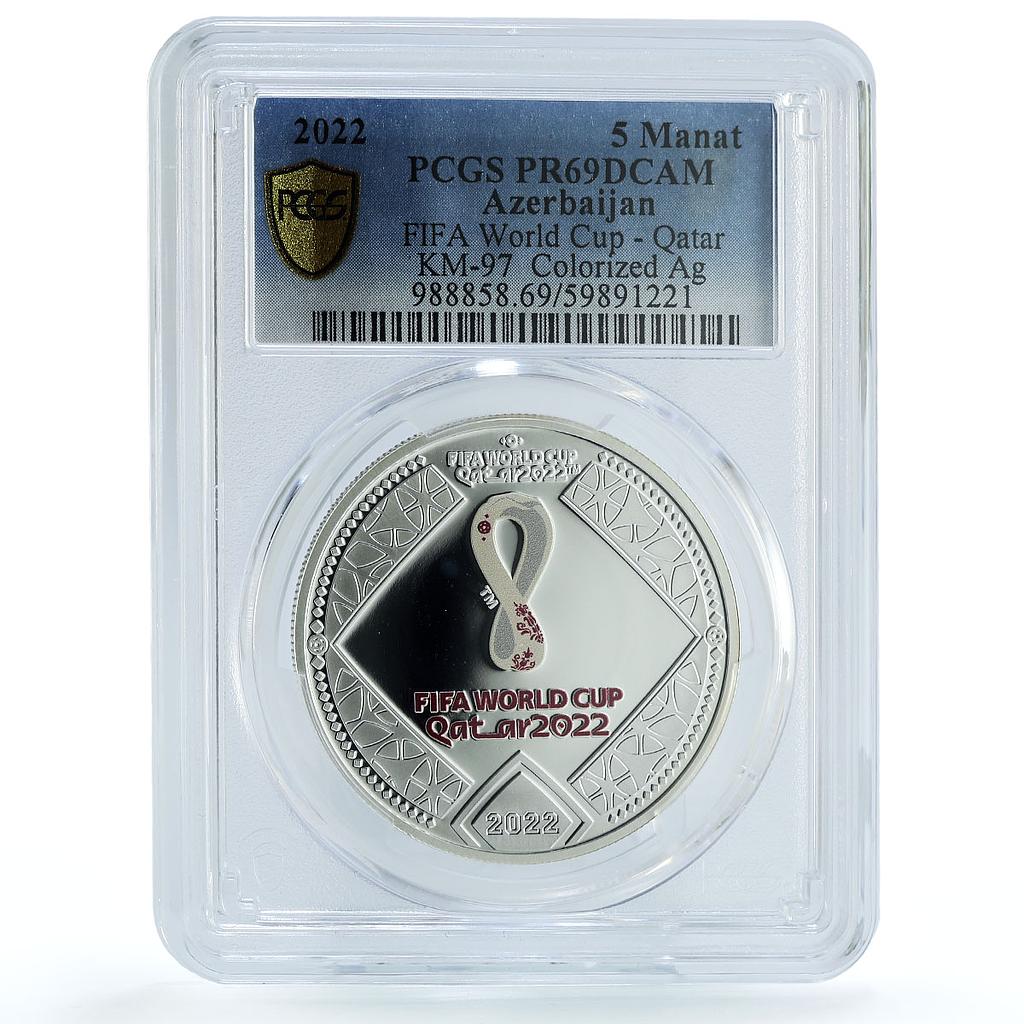 Azerbaijan 5 manat World Cup Qatar KM-101 Football PR 69 PCGS silver coin 2022 Azerbaijan 5 manat World Cup Qatar KM-101 Football PR 69 PCGS silver coin 2022
