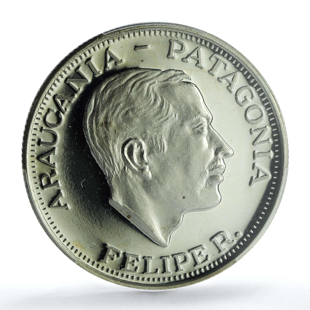 Araucania-Patagonia 100 pesos Felipe 128th Founding X#21 PL 68 PCGS coin 1988 Araucania-Patagonia 100 pesos Felipe 128th Founding X#21 PL 68 PCGS coin 1988