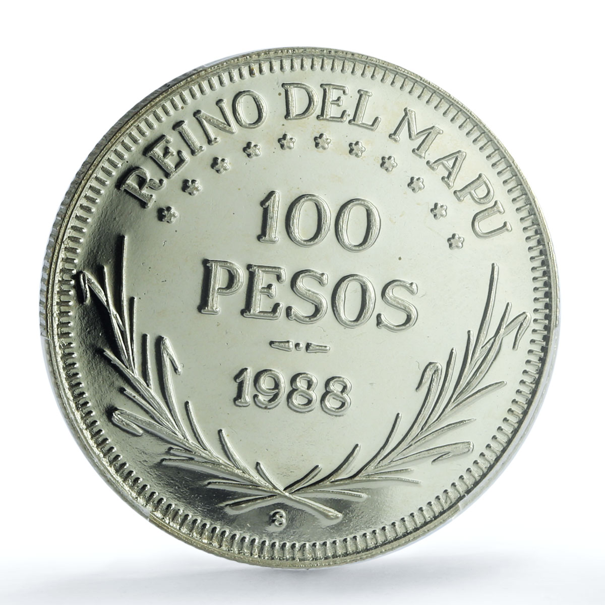Araucania-Patagonia 100 pesos Felipe 128th Founding X#21 PL 68 PCGS coin 1988 Araucania-Patagonia 100 pesos Felipe 128th Founding X#21 PL 68 PCGS coin 1988