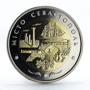 Ukraine 5 hryvnia Sevastopol City Sea Trading Fishing Port bimetal coin 2018