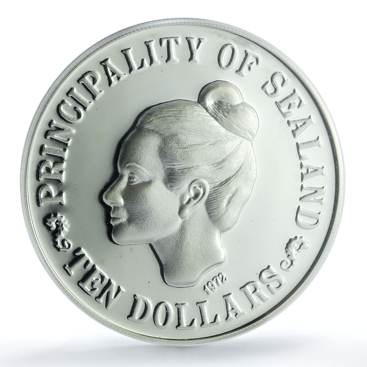 Sealand 10 dollars Princess Joan X#1 Ship Clipper PR 67 PCGS silver coin 1972