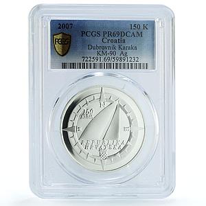 Croatia 150 kuna Dubrovnik Karaka KM-90 Ship Clipper PR 69 PCGS silver coin 2007