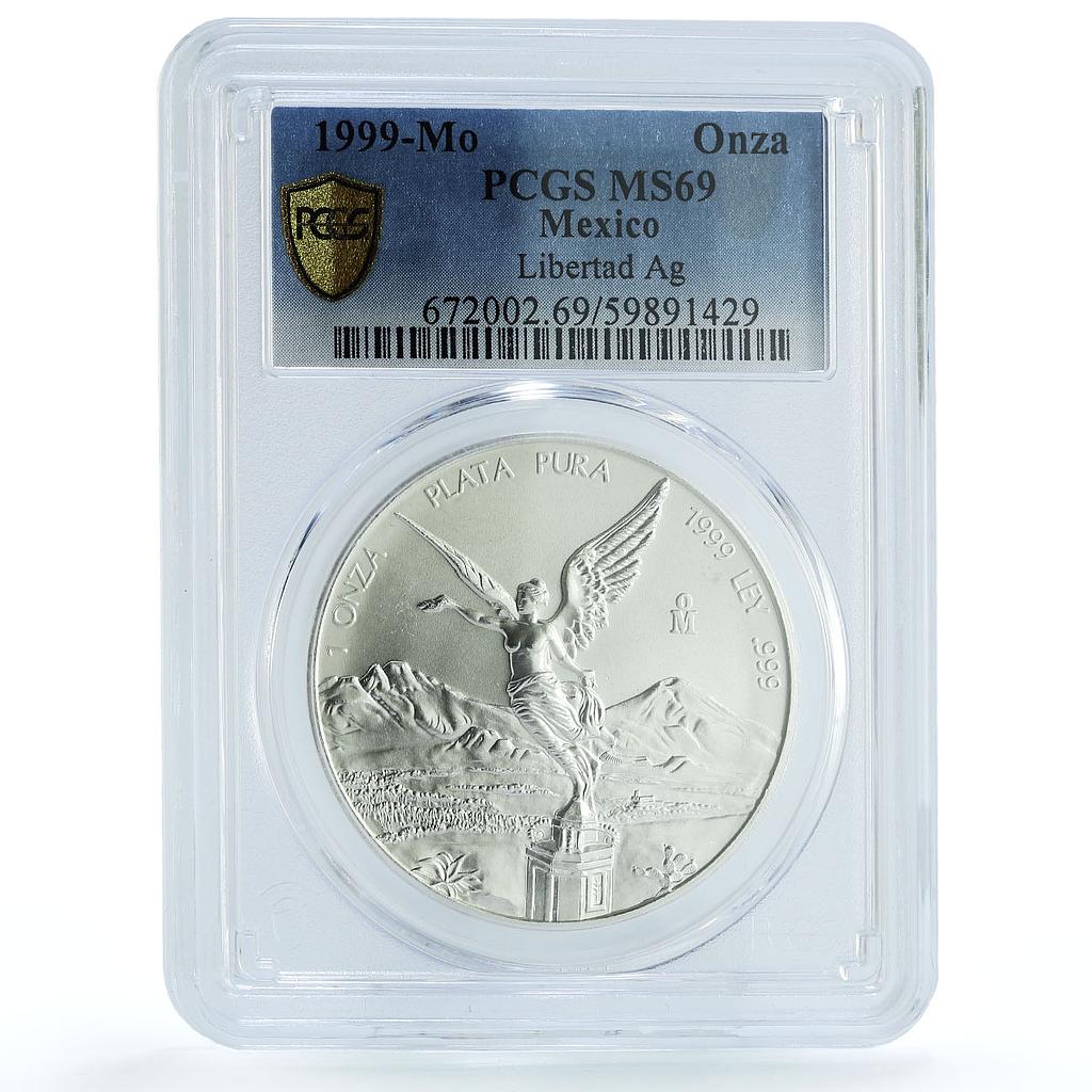 Mexico 1 onza Libertad Angel of Independence KM-613 MS 69 PCGS silver coin 1999