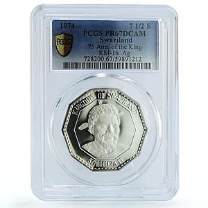 Swaziland 7 1/2 emalangeni Sobhuza II KM-16 Bird PR 67 PCGS silver coin 1974