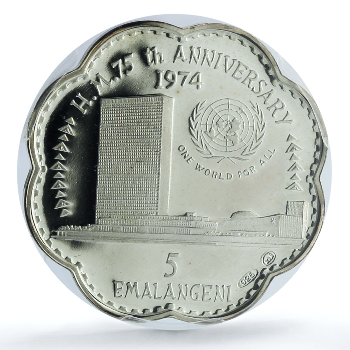 Swaziland 5 emalangeni Sobhuza II KM-14 Building PR 66 PCGS silver coin 1974