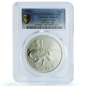 Tokelau 1 tala New Zealand KM-3a Coconut Crab PR 69 PCGS silver coin 1980