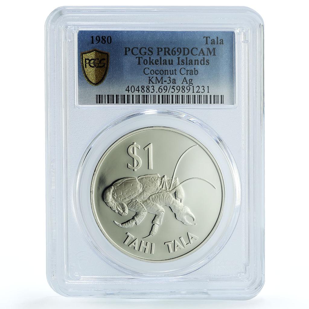 Tokelau 1 tala New Zealand KM-3a Coconut Crab PR 69 PCGS silver coin 1980 Tokelau 1 tala New Zealand KM-3a Coconut Crab PR 69 PCGS silver coin 1980