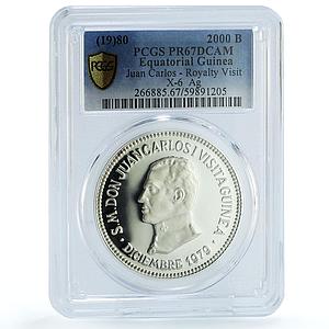 Equatorial Guinea 2000 bipkwele Juan Carlos I X#M6 PR 67 PCGS silver coin 1980