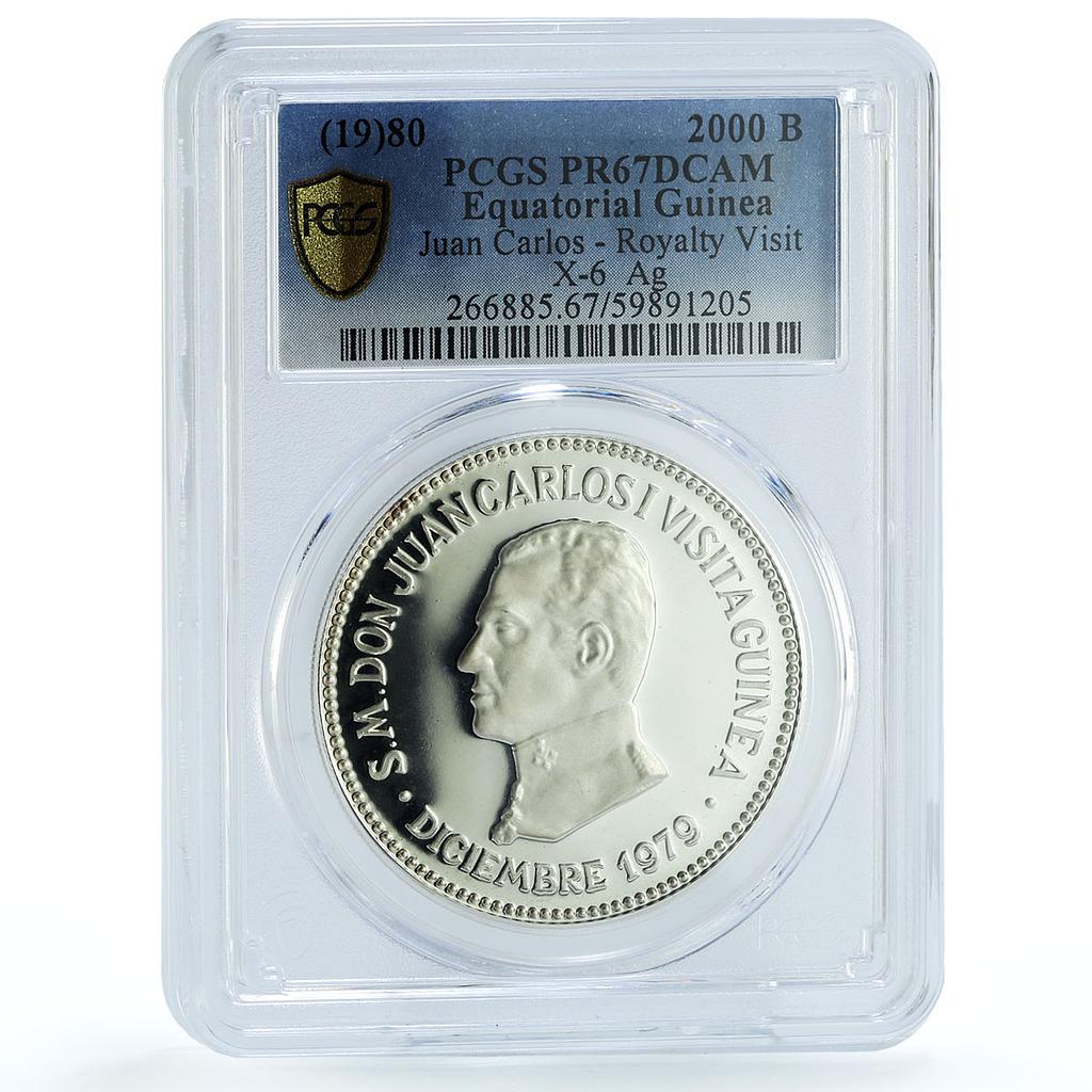 Equatorial Guinea 2000 bipkwele Juan Carlos I X#M6 PR 67 PCGS silver coin 1980