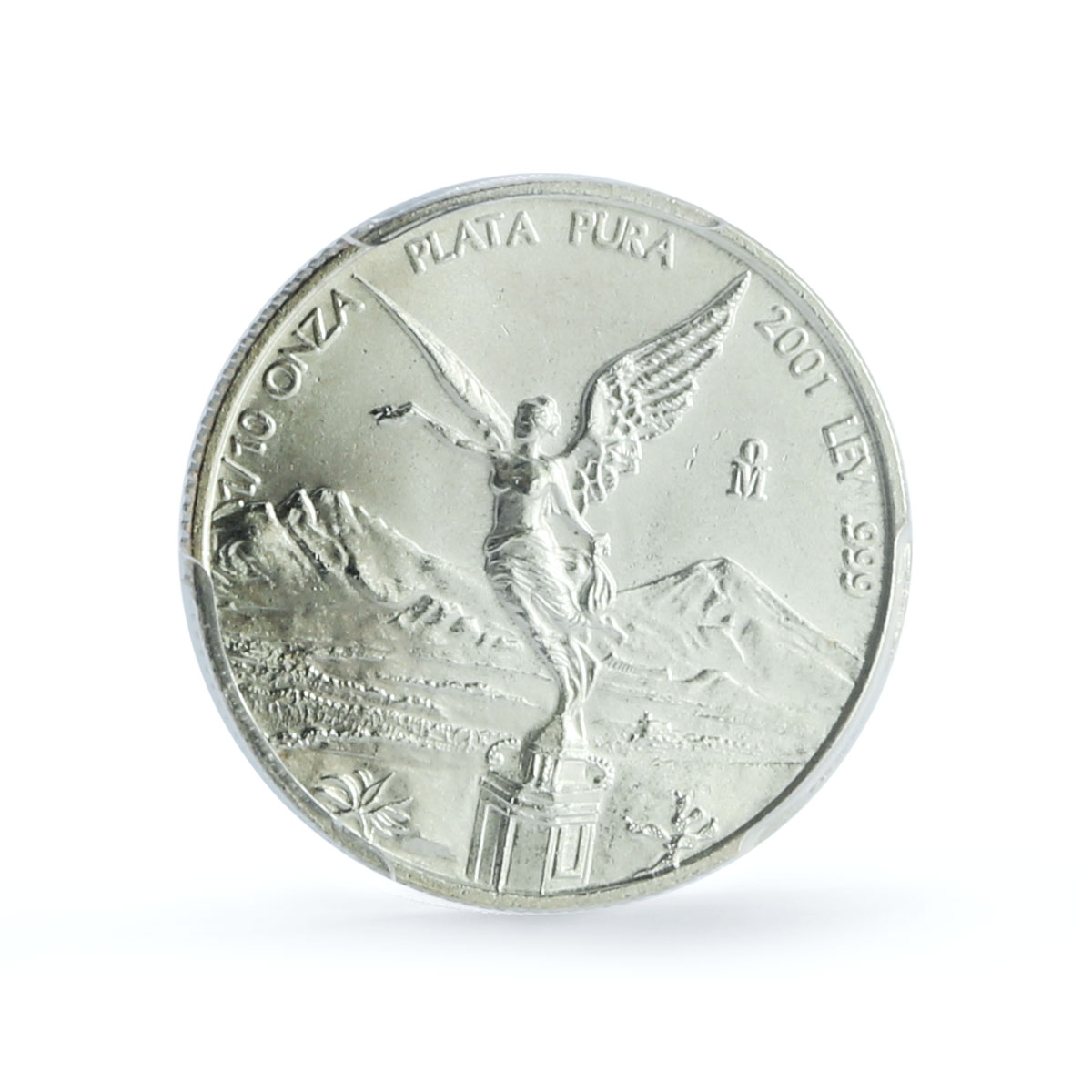 Mexico 1/10 onza Libertad Angel Independence KM-610 MS 67 PCGS silver coin 2001