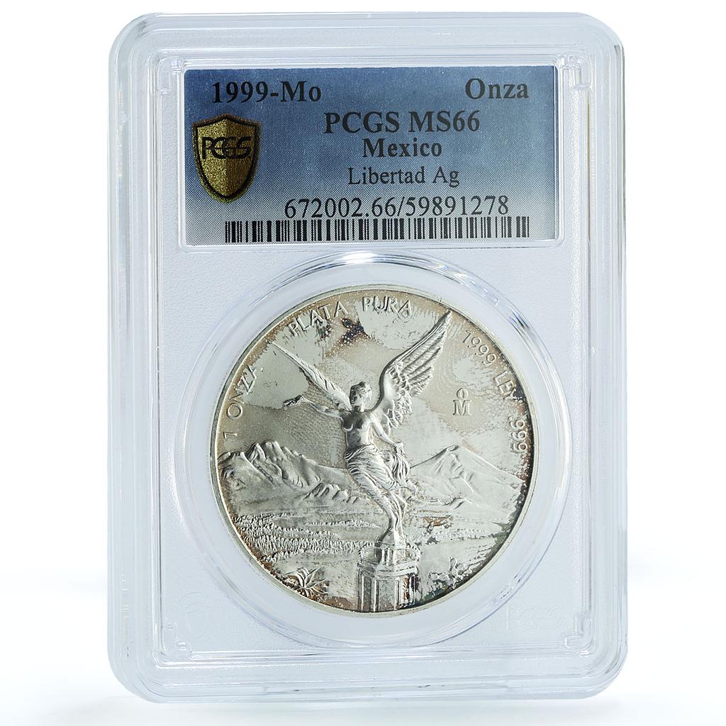 Mexico 1 onza Libertad Angel of Independence KM-613 MS 66 PCGS silver coin 1999
