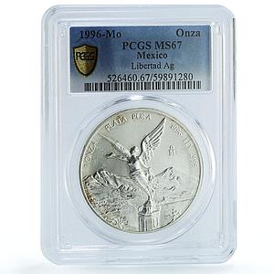 Mexico 1 onza Libertad Angel of Independence KM-613 MS 67 PCGS silver coin 1996
