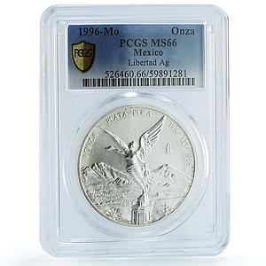 Mexico 1 onza Libertad Angel of Independence KM-613 MS 66 PCGS silver coin 1996