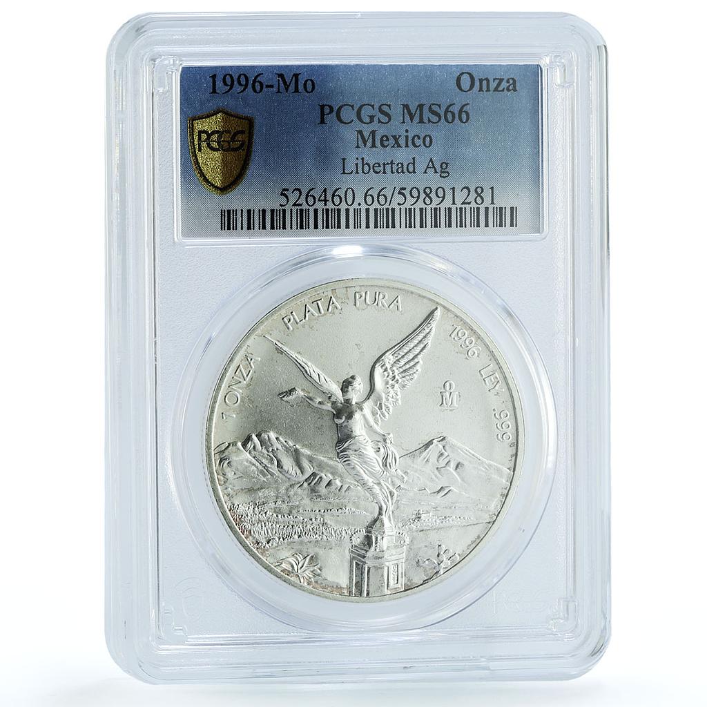Mexico 1 onza Libertad Angel of Independence KM-613 MS 66 PCGS silver coin 1996