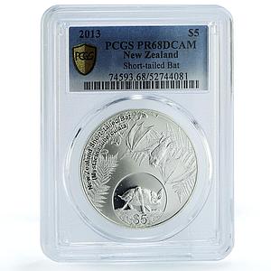 New Zealand 5 dollars Short Tailed Bat KM-379 Fauna PR 68 PCGS CuNi coin 2013
