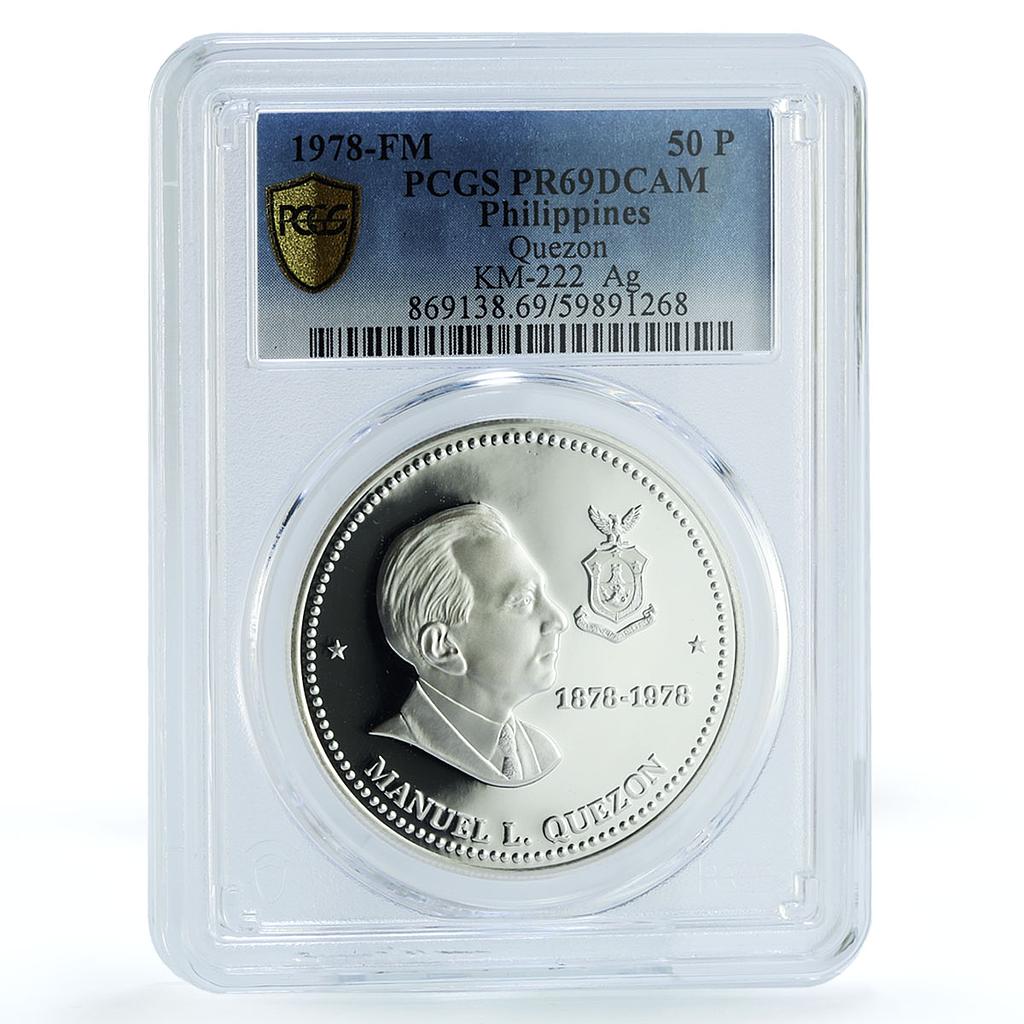 Philippines 50 piso Manuel Quezon KM-222 PR 69 PCGS silver coin 1978 Philippines 50 piso Manuel Quezon KM-222 PR 69 PCGS silver coin 1978
