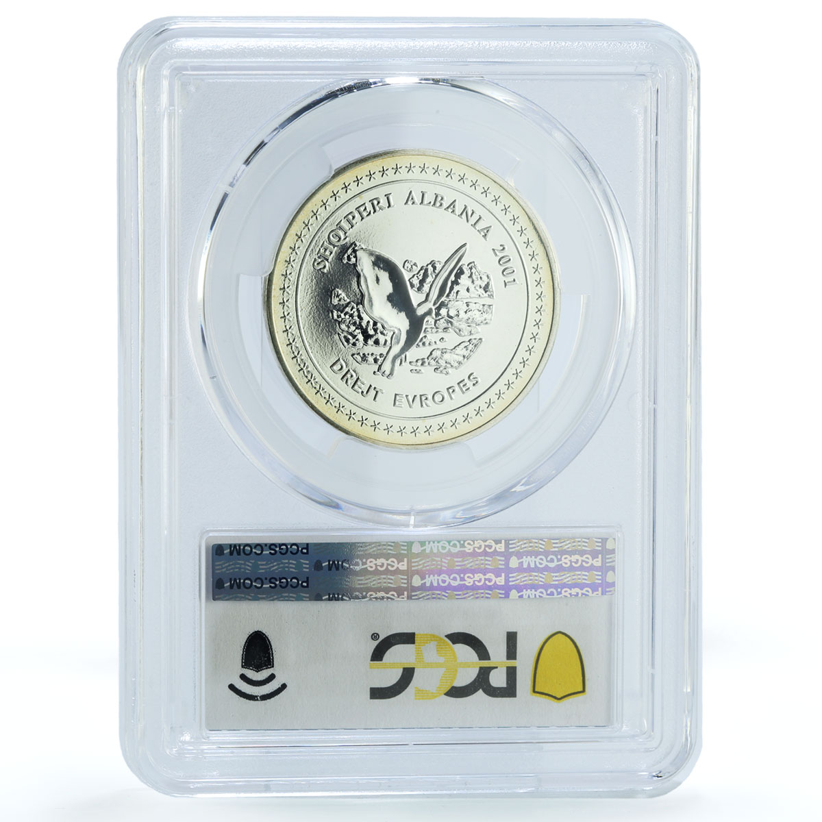 Albania 100 leke European Integration KM-84 Dove Bird MS69 PCGS silver coin 2001