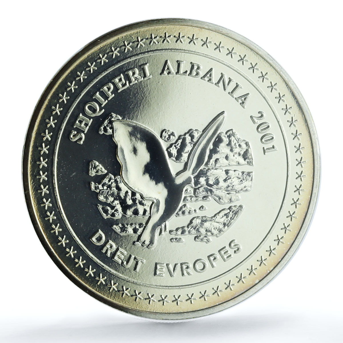Albania 200 leke European Integration KM-85 Dove Bird MS69 PCGS silver coin 2001