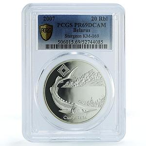 Belarus 20 roubles Sturgeon KM-169 Fish Fauna PR 69 PCGS silver coin 2007