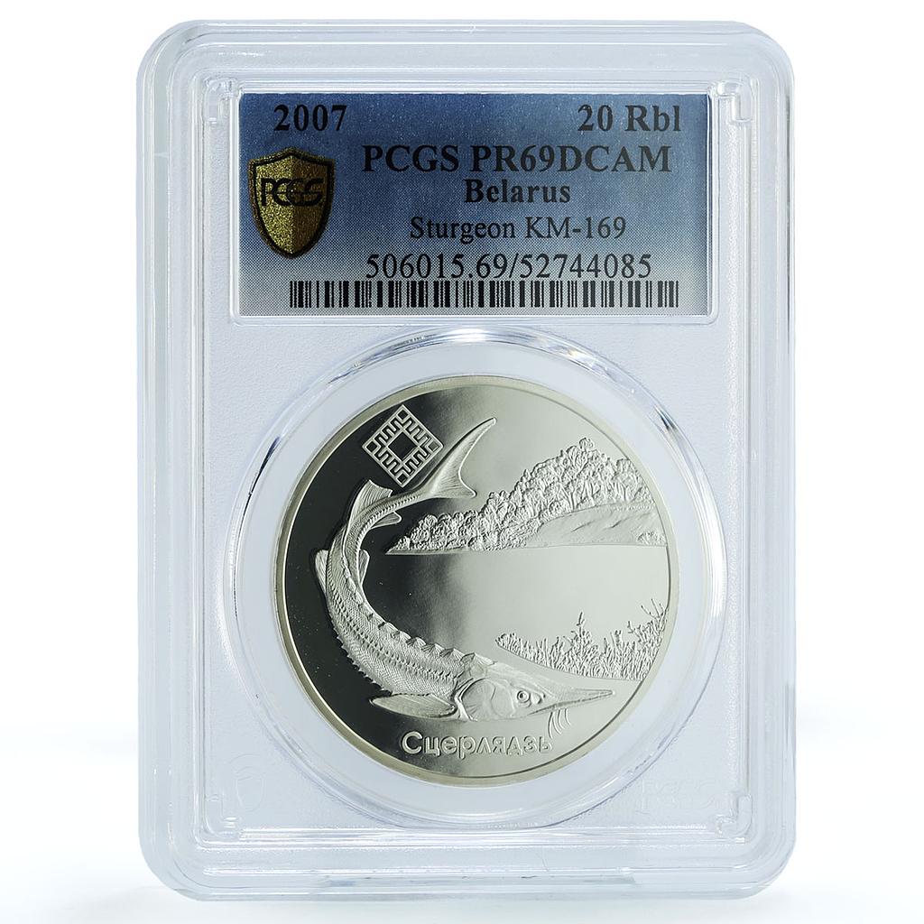 Belarus 20 roubles Sturgeon KM-169 Fish Fauna PR 69 PCGS silver coin 2007