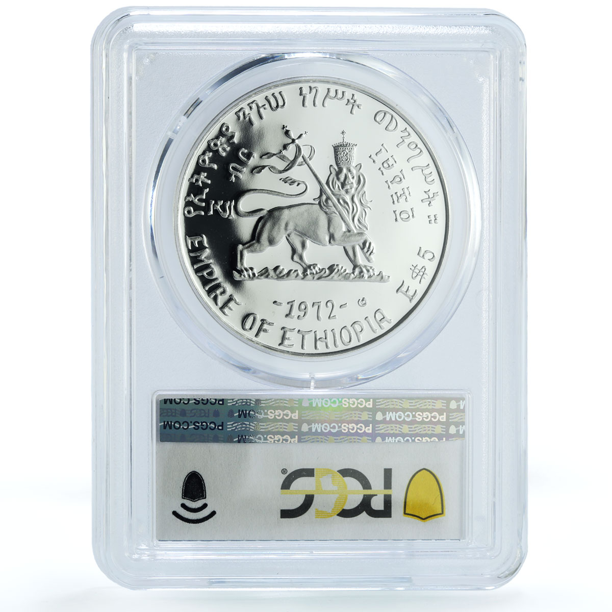 Ethiopia 5 dollars Emperor Menelik II KM-50 PR 69 PCGS silver coin 1972