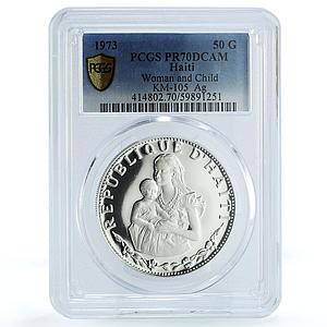 Haiti 50 gourdes Woman and Child KM-105 PR 70 PCGS silver coin 1973