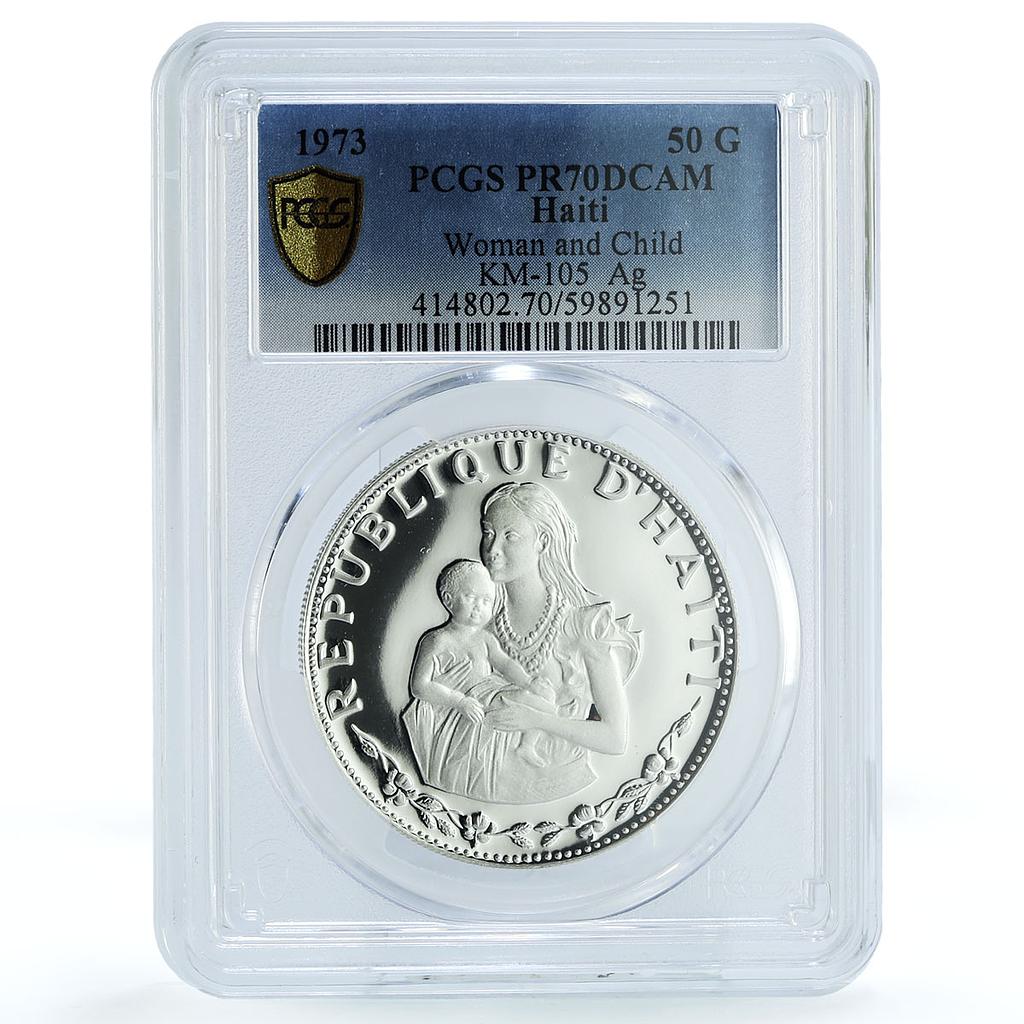 Haiti 50 gourdes Woman and Child KM-105 PR 70 PCGS silver coin 1973