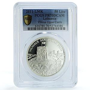 Lithuania 50 litu Vilnius Castle KM-219 Architecture PR 70 PCGS silver coin 2011