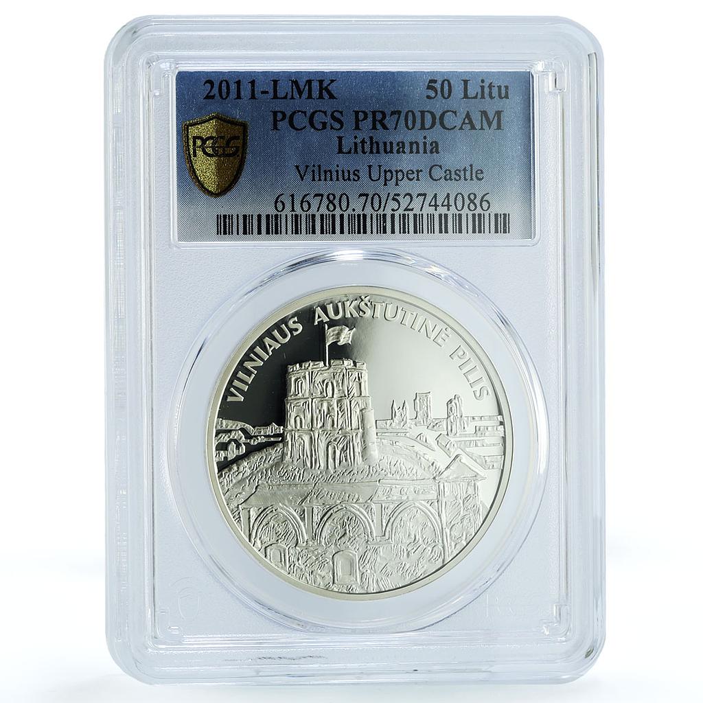 Lithuania 50 litu Vilnius Castle KM-219 Architecture PR 70 PCGS silver coin 2011