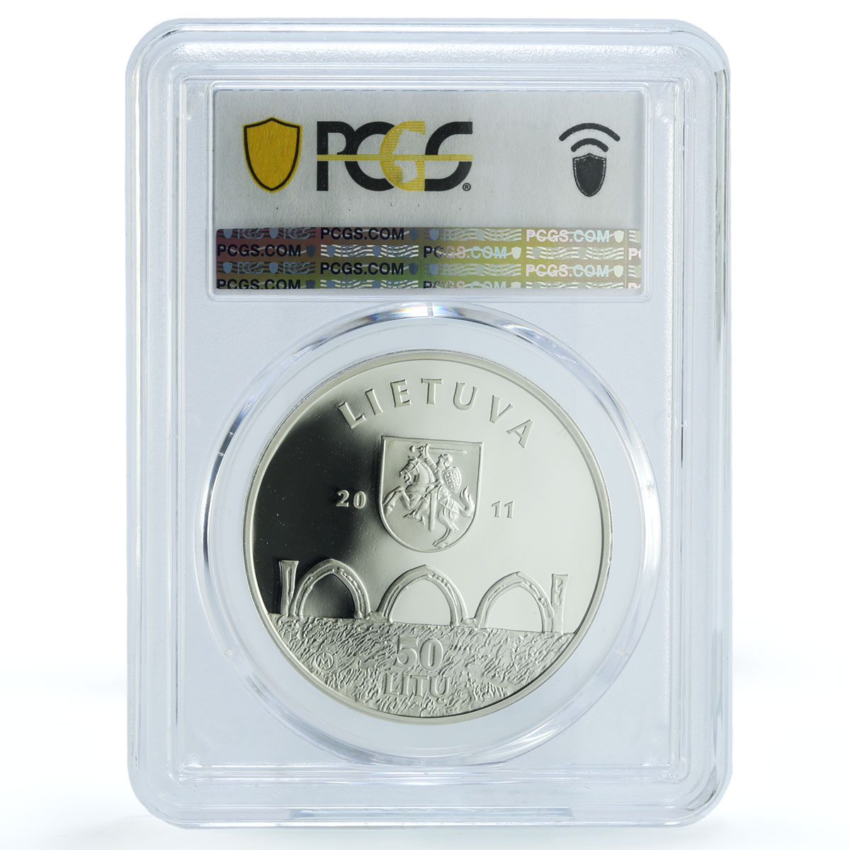 Lithuania 50 litu Vilnius Castle KM-219 Architecture PR 70 PCGS silver coin 2011