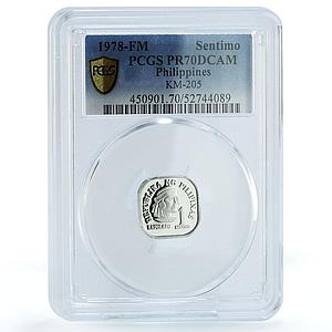 Philippines 1 sentimo Republic KM-205 Lapulapu PR 70 PCGS aluminum coin 1978