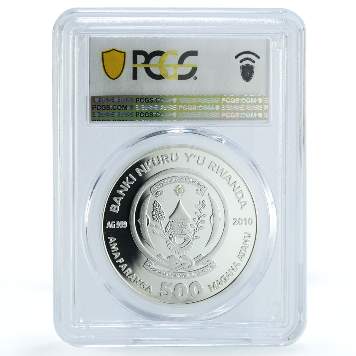 Rwanda 500 francs Caribbean Reef Shark KM-73 Fauna PR 69 PCGS silver coin 2010