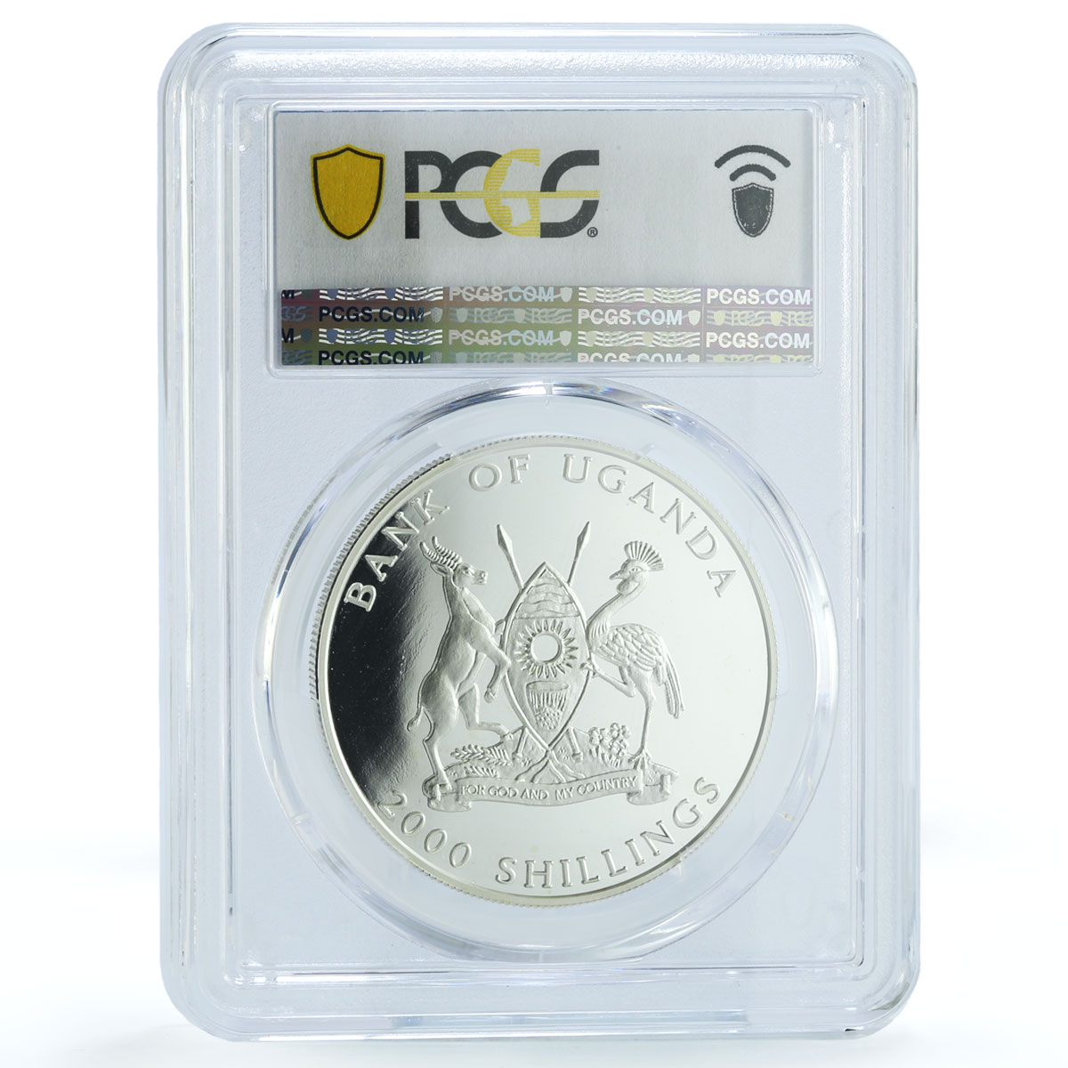 Uganda 2000 shillings Sphinx Pyramids KM-123 Wonders PR 69 PCGS silver coin 1996
