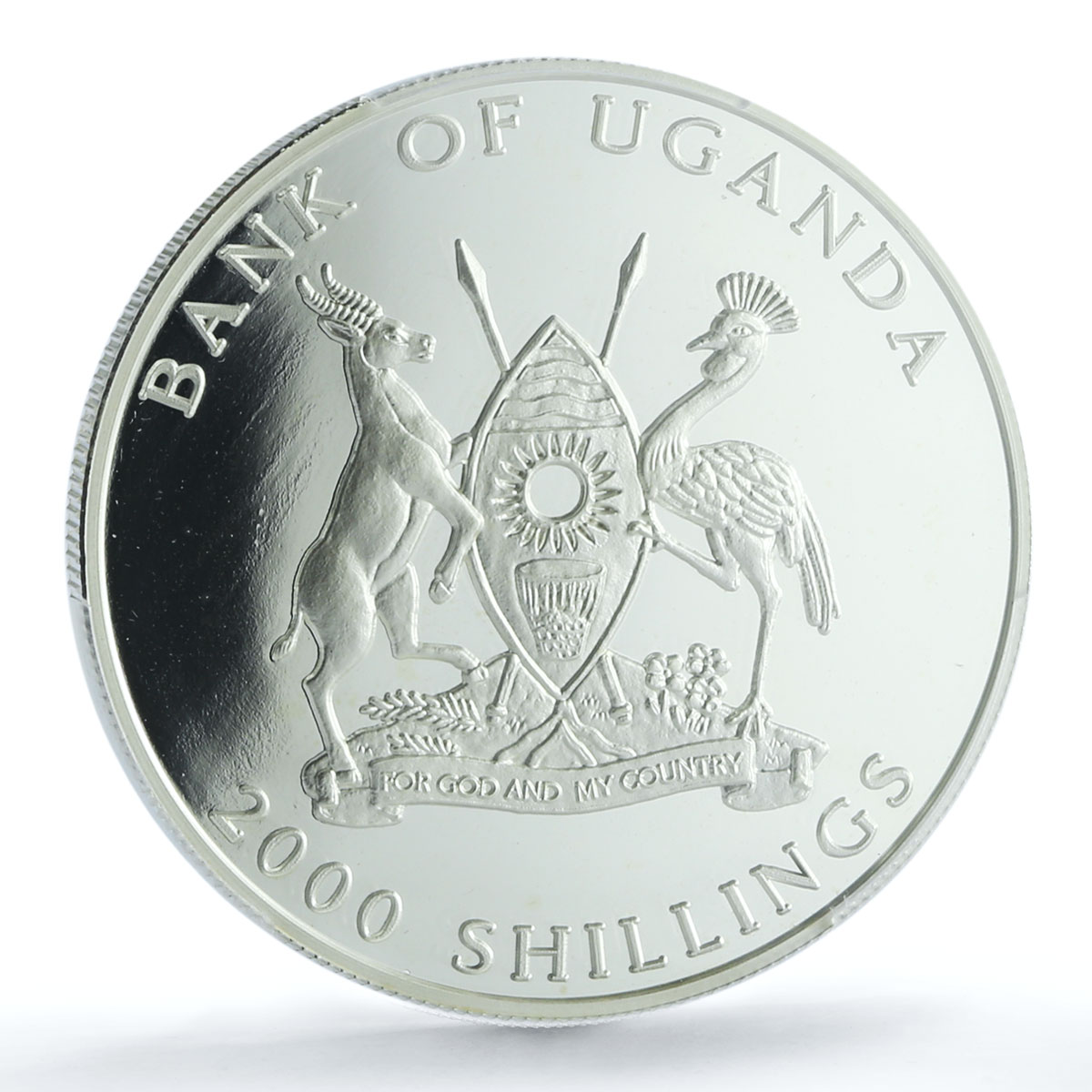 Uganda 2000 shillings Sphinx Pyramids KM-123 Wonders PR 69 PCGS silver coin 1996
