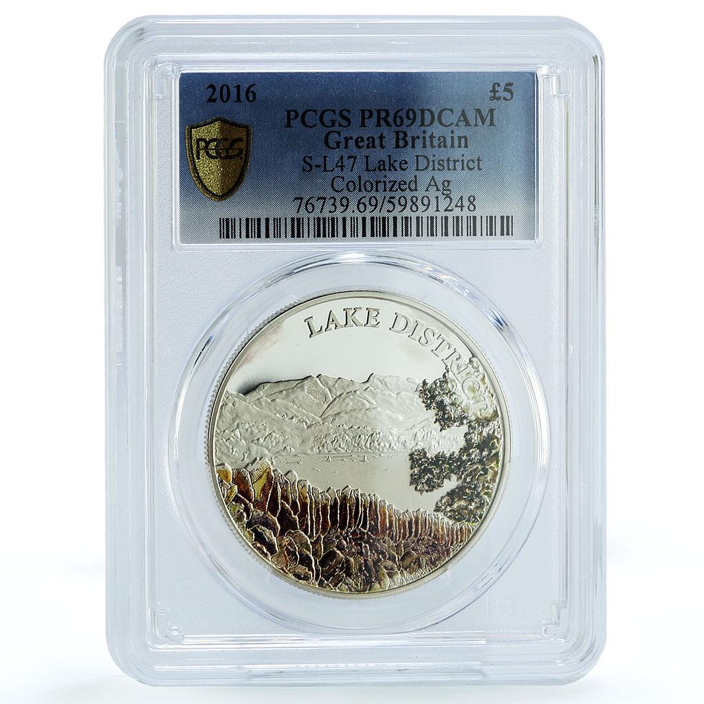 Great Britain 5 pounds Lake District KM-1389 Nature PR 69 PCGS silver coin 2016 Great Britain 5 pounds Lake District KM-1389 Nature PR 69 PCGS silver coin 2016