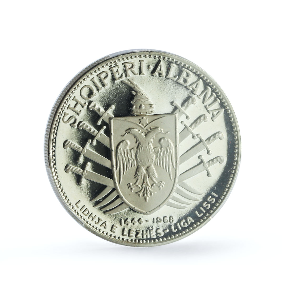 Albania 5 leke League of Lezhe Skanderbeg KM-49.1 PR 65 PCGS silver coin 1968 Albania 5 leke League of Lezhe Skanderbeg KM-49.1 PR 65 PCGS silver coin 1968