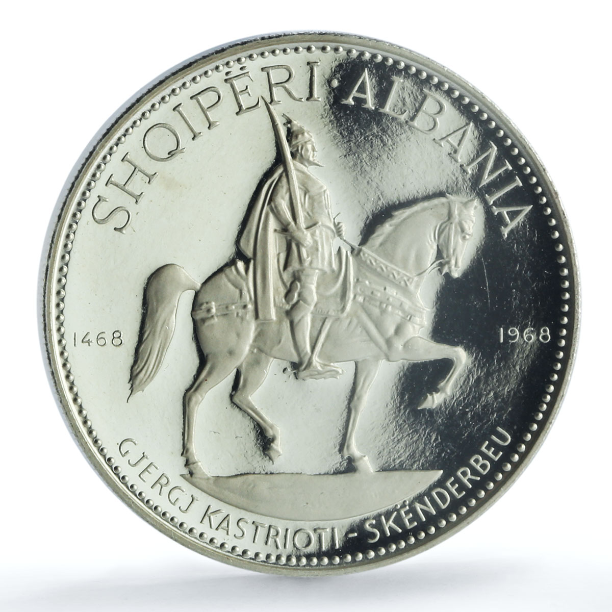 Albania 10 leke Skanderbeg's Death KM-50.1 Horseman PR 66 PCGS silver coin 1968