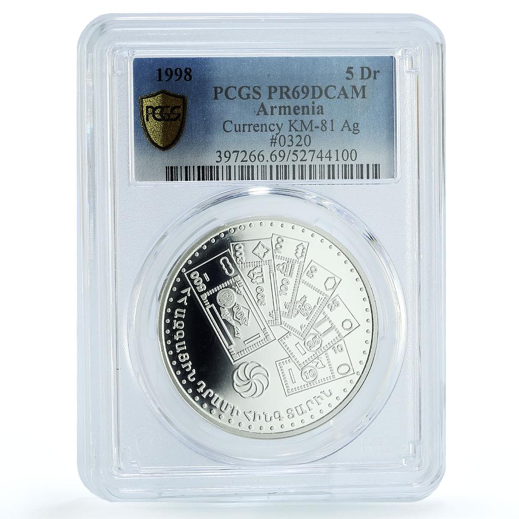 Armenia 5 dram Currency Banknotes KM-81 Anniversary PR 69 PCGS silver coin 1998