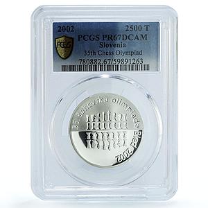 Slovenia 2500 tolarjev Chess Olympiad KM-48 Horse PR 67 PCGS silver coin 2002