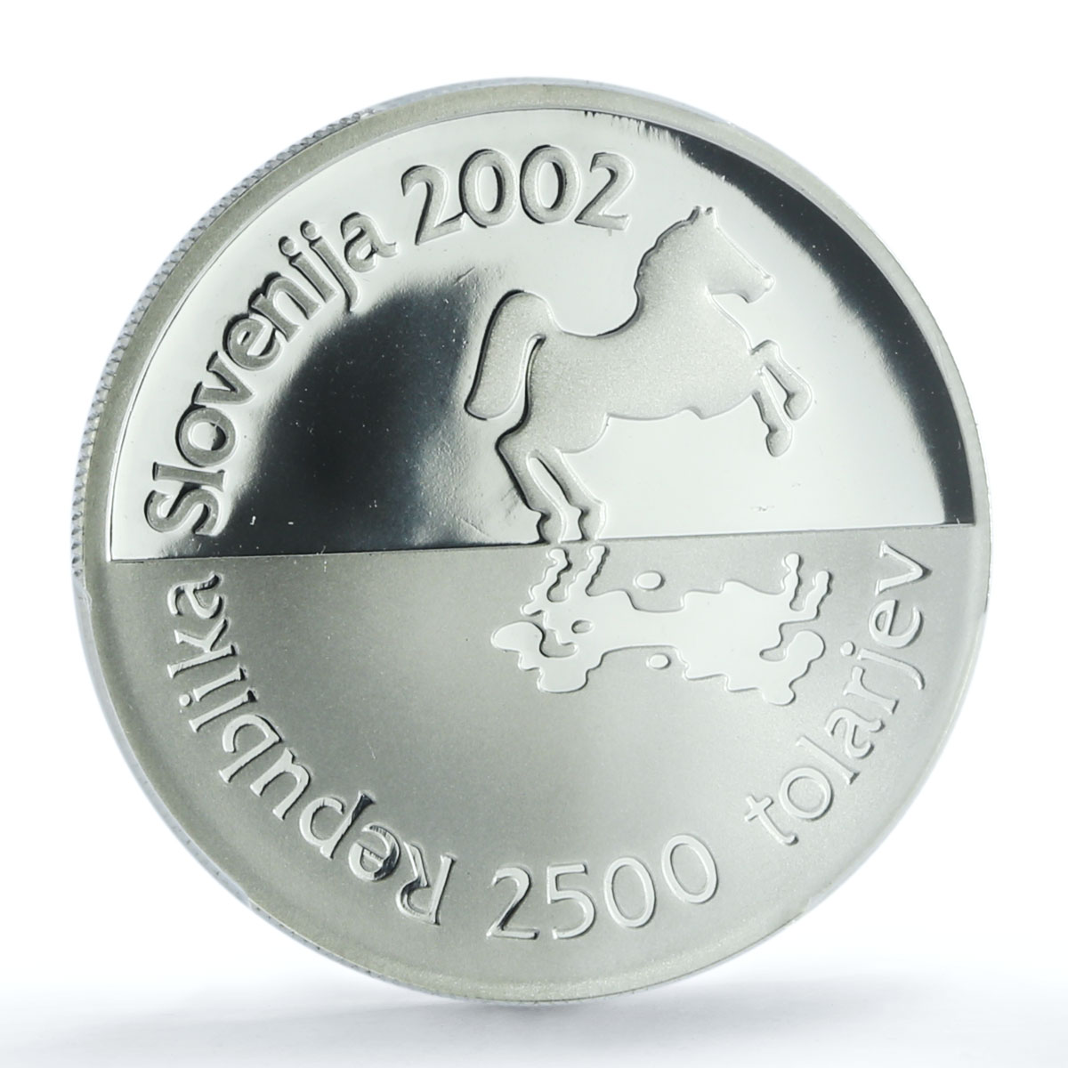 Slovenia 2500 tolarjev Chess Olympiad KM-48 Horse PR 67 PCGS silver coin 2002 Slovenia 2500 tolarjev Chess Olympiad KM-48 Horse PR 67 PCGS silver coin 2002