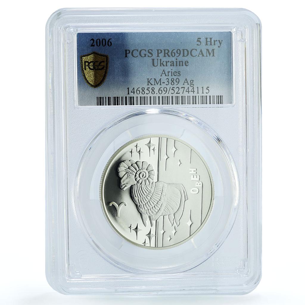Ukraine 5 hryvnias Aries KM-389 Zodiac Signs Ram PR 69 PCGS silver coin 2006 Ukraine 5 hryvnias Aries KM-389 Zodiac Signs Ram PR 69 PCGS silver coin 2006