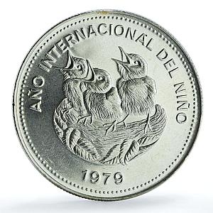 Costa Rica 100 colones Year of the Child KM-206 UNICEF Bird silver coin 1979