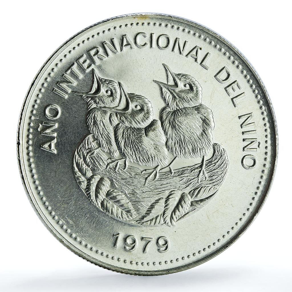Costa Rica 100 colones Year of the Child KM-206 UNICEF Bird silver coin 1979