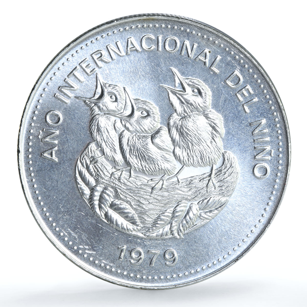 Costa Rica 100 colones Year of the Child KM-206 UNICEF Bird silver coin 1979