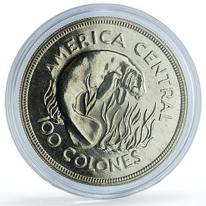Costa Rica 100 colones Manatee KM-201 Conservation Fauna silver coin 1974