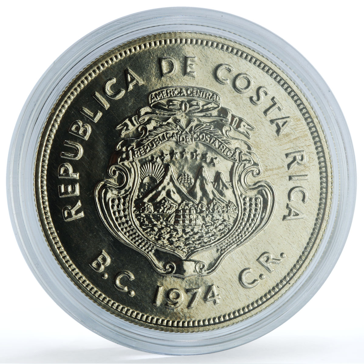 Costa Rica 50 colones Green Turtle KM-200 Conservation Fauna silver coin 1974