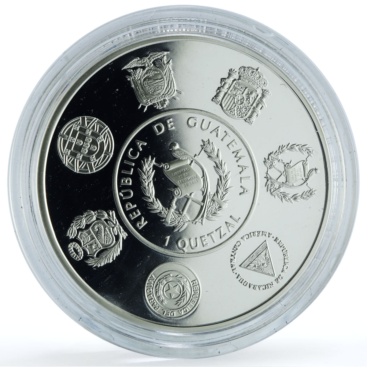 Guatemala 1 quetzal Ibero-American Railways KM-297 Trains proof silver coin 2019