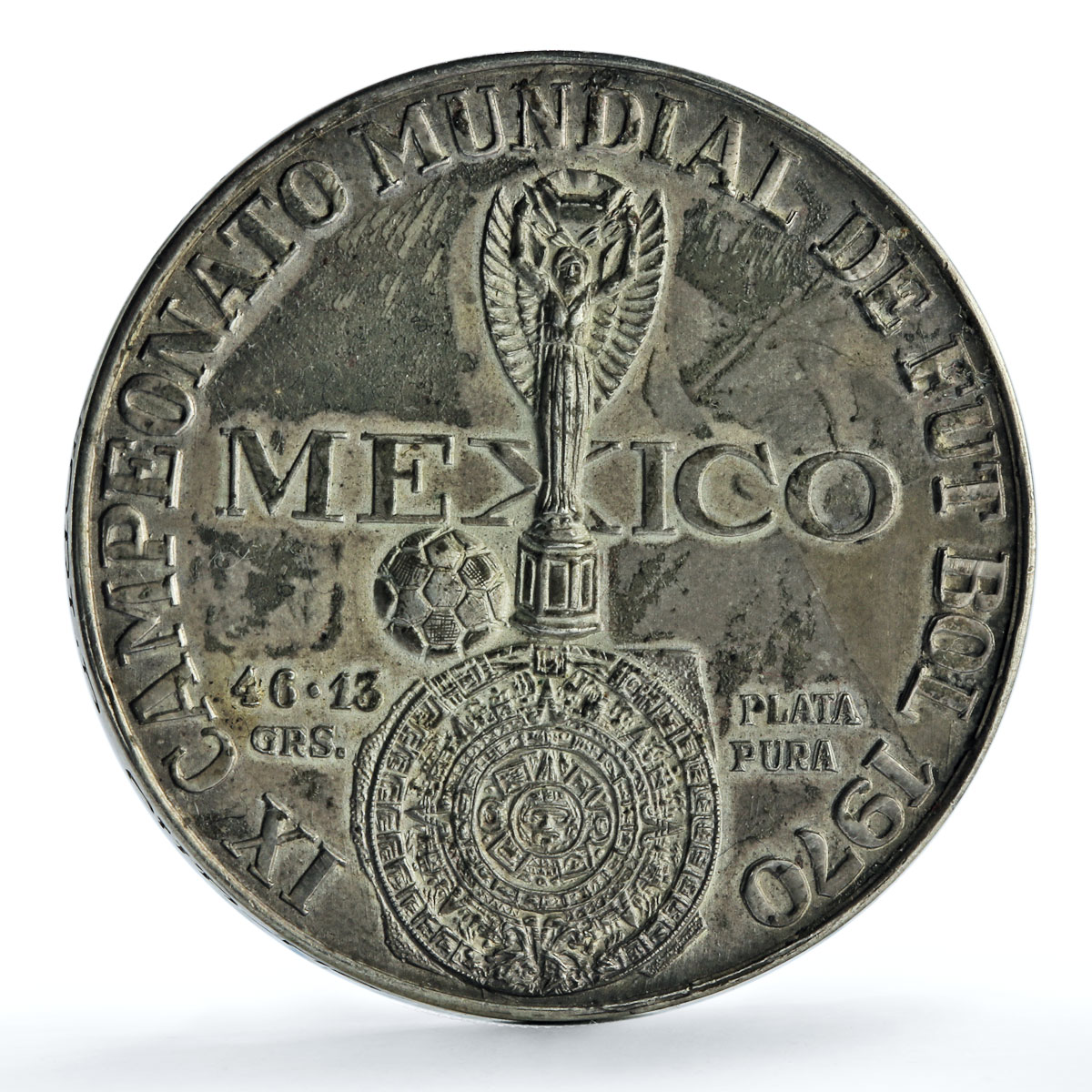 Mexico Football World Cup Grove-1082a Juego Pelota Aztecs silver medal 1970